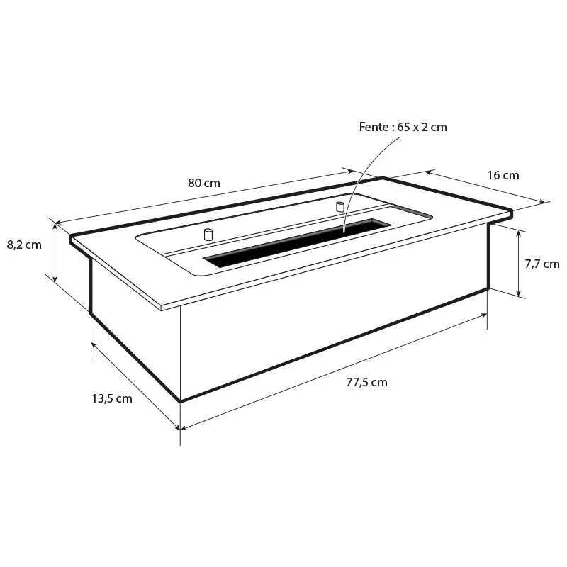 Bloc de combustion éthanol 80 cm - puissance 7.5kW