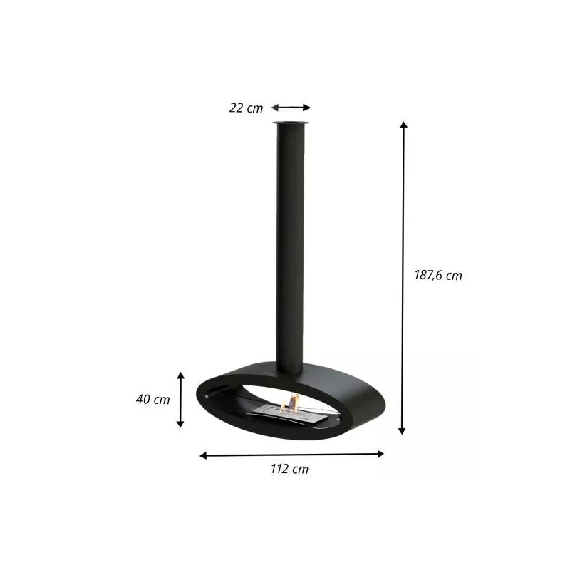 Cheminée suspendue bioéthanol Modica | Chauffage and Co Couleur Noir