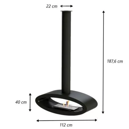 Cheminée suspendue bioéthanol Modica | Chauffage and Co Couleur Noir